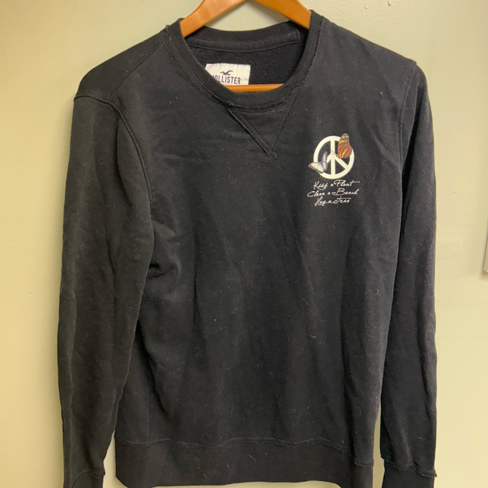 Hollister Black Hoodie Sweatshirt Classic Crewneck